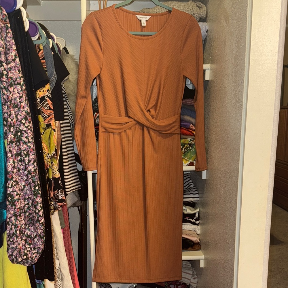 Nine West long sleeve dress, rust colored, size small
